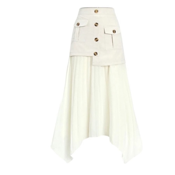 NWY Commense Asymmetrical White Pleated Skirt - Picture 2 of 8
